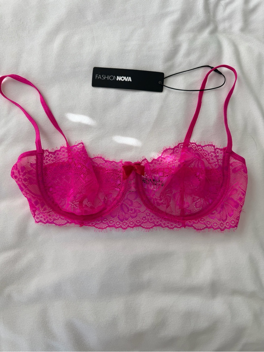 Fashion Nova Neon Pink Lace Underwire Bra